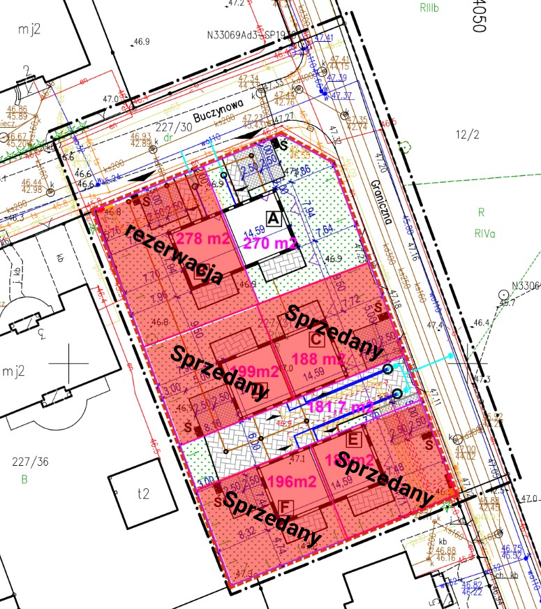 Mapka działki z podziałem na lokale